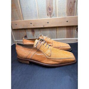 David Eden Mens Exotic Genuine Lizard Leather Shoes Size 8.5 Tan Mustard